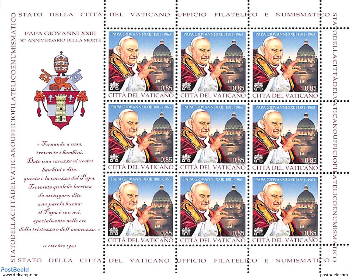 Vatican 2013 Philatelic & Numismatic Office M/s, Mint NH, Religion - Pope - Philately - Neufs
