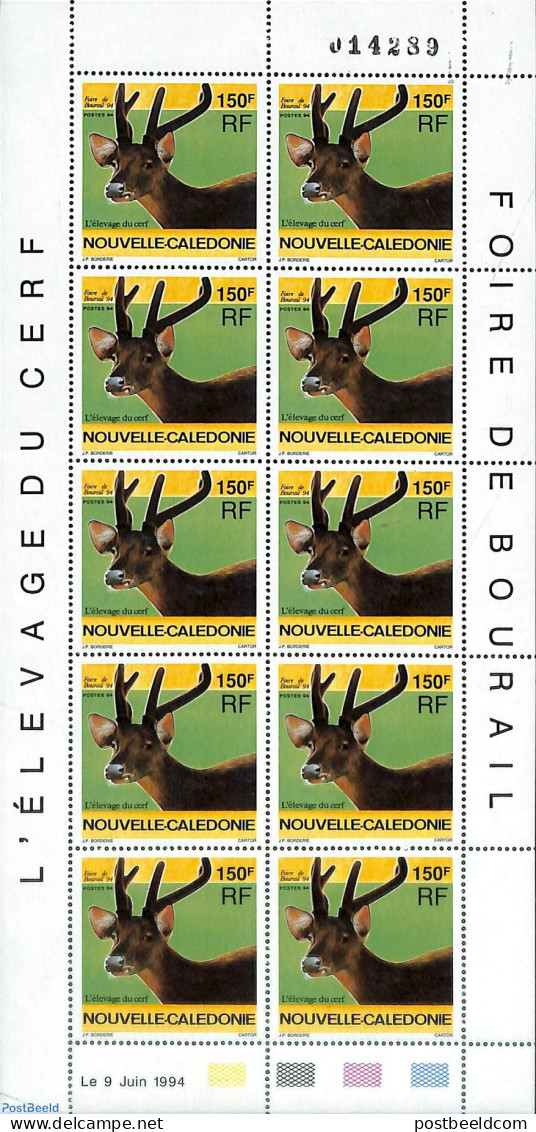 New Caledonia 1994 Deer M/s, Mint NH, Nature - Animals (others & Mixed) - Deer - Nuovi