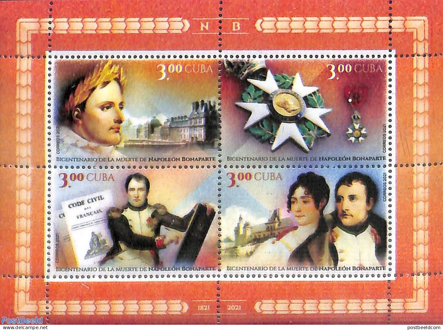 Cuba 2021 Napoleon Bonaparte 4v M/s, Mint NH, History - Decorations - Napoleon - Unused Stamps