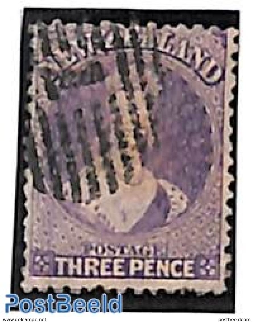 New Zealand 1864 3d, WM Star, Used, Used Stamps - Oblitérés