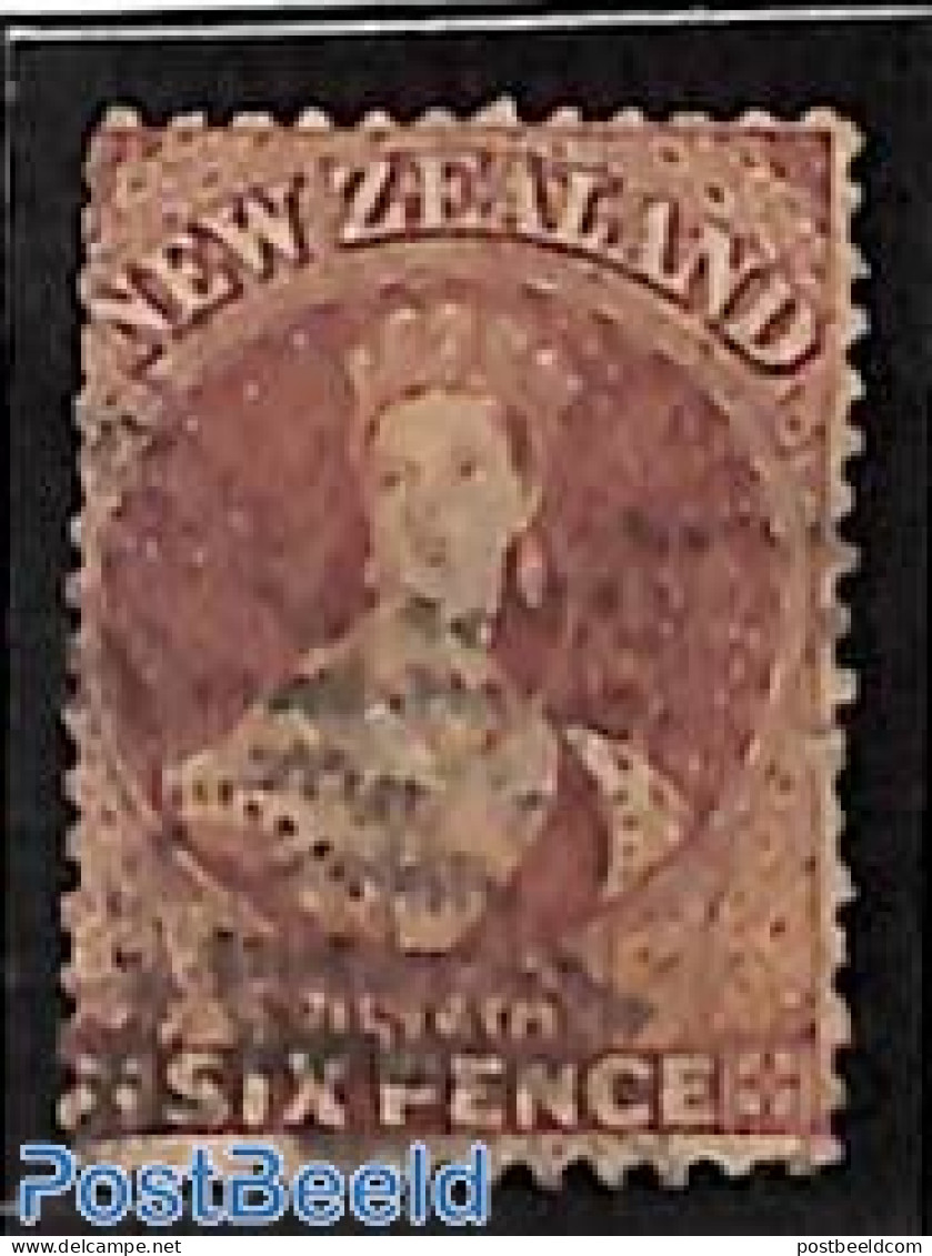 New Zealand 1864 6d, WM Star, Used, Used Stamps - Gebraucht