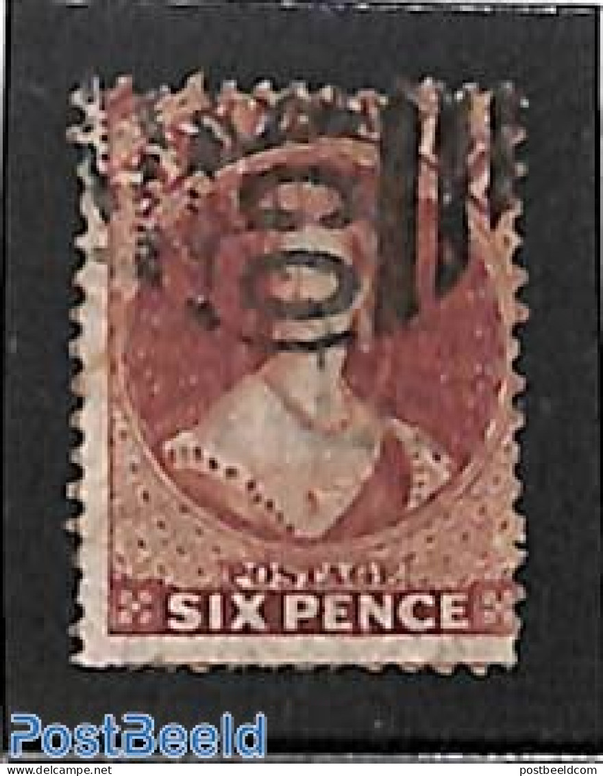 New Zealand 1864 6d, WM NZ, Used, Used Stamps - Gebruikt