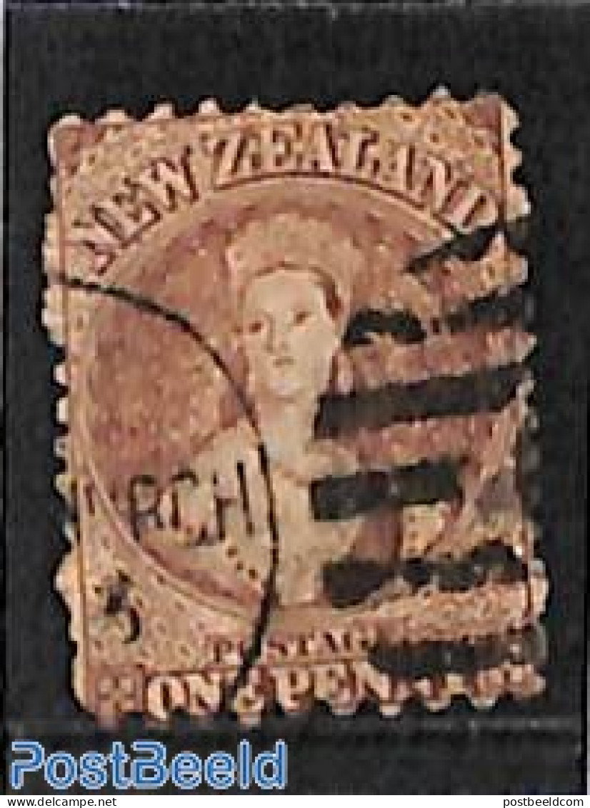 New Zealand 1871 1d, WM Star, Perf. 10:12.5, Used, Used Stamps - Usados