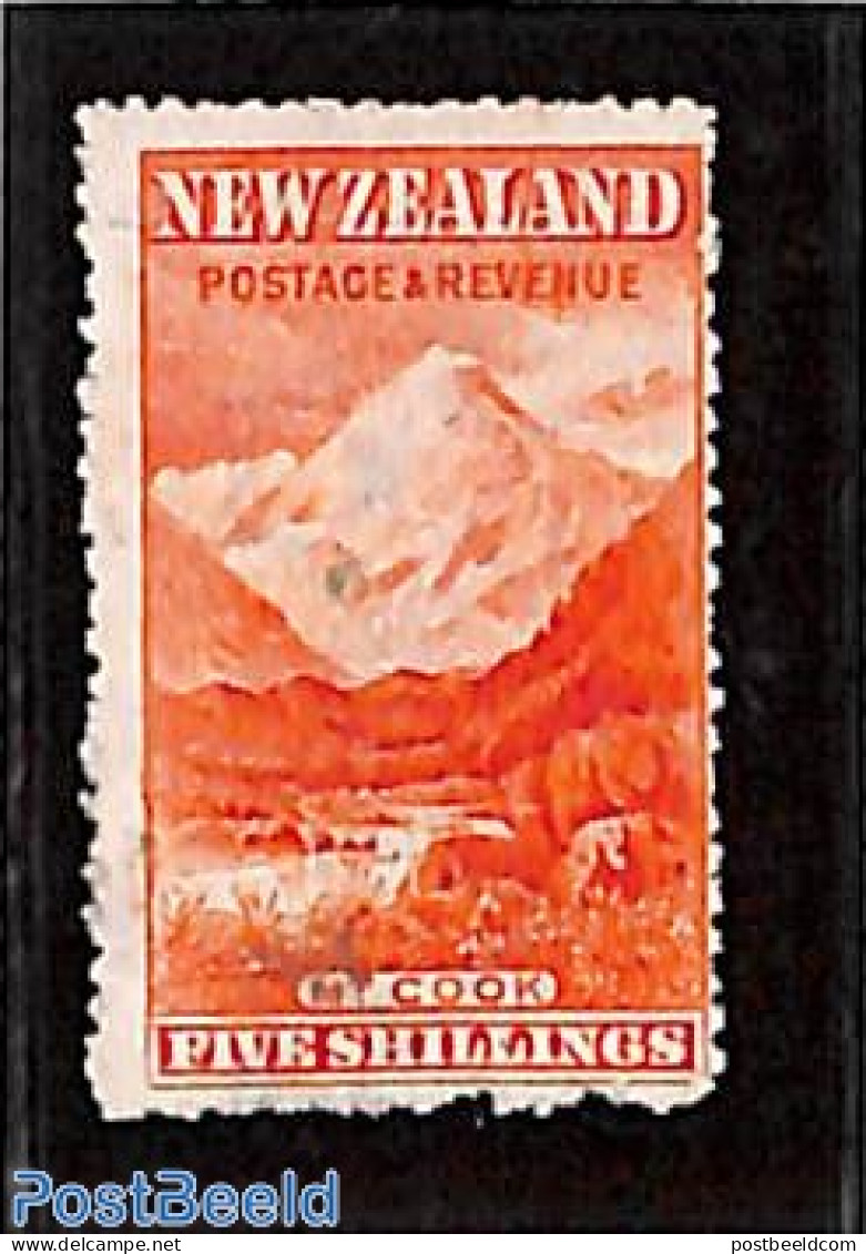 New Zealand 1902 5sh, WM Sidewards, Perf. 14, Used, Used Stamps - Gebruikt