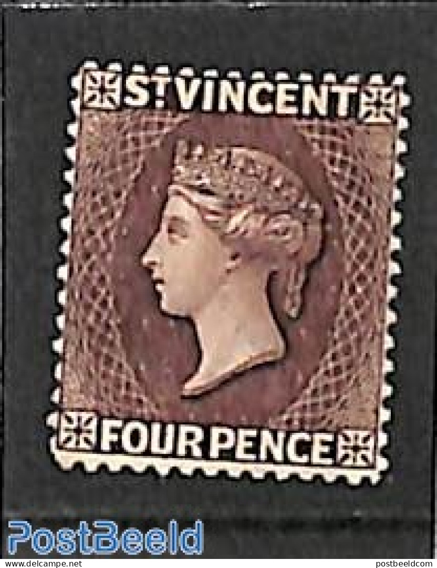 Saint Vincent 1885 4d, Lilac Brown, WM Crown-CA, Stamp Out Of Set, Unused (hinged) - St.Vincent (1979-...)