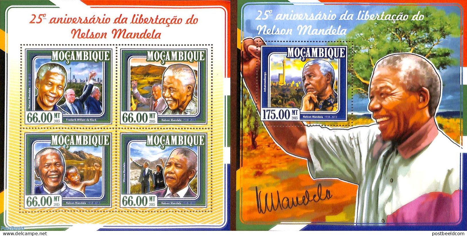 Mozambique 2015 Nelson Mandela 2 S/s, Mint NH, History - Politicians - Nelson Mandela - Mozambique