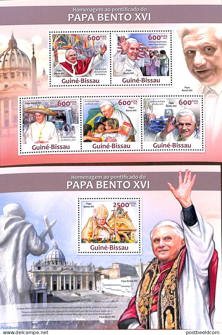 Guinea Bissau 2013 Pope Benedict XVI 2 S/s, Mint NH, Religion - Pope - Religion - Popes