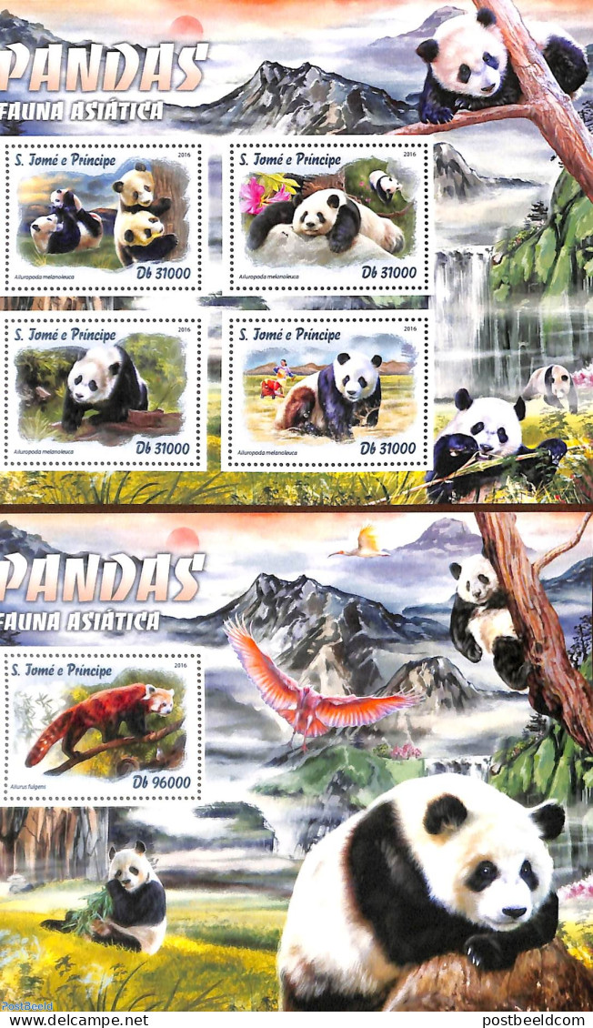 Sao Tome/Principe 2016 Panda's 2 S/s, Mint NH, Nature - Animals (others & Mixed) - Pandas - Sao Tome Et Principe