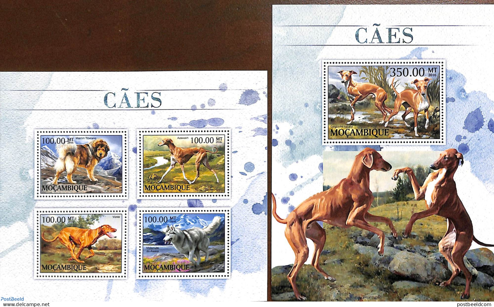 Mozambique 2016 Dogs 2 S/s, Mint NH, Nature - Dogs - Mozambique