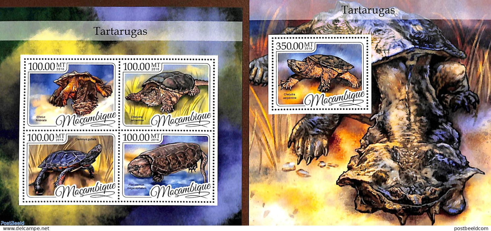 Mozambique 2016 Turtles 2 S/s, Mint NH, Nature - Reptiles - Turtles - Mozambique