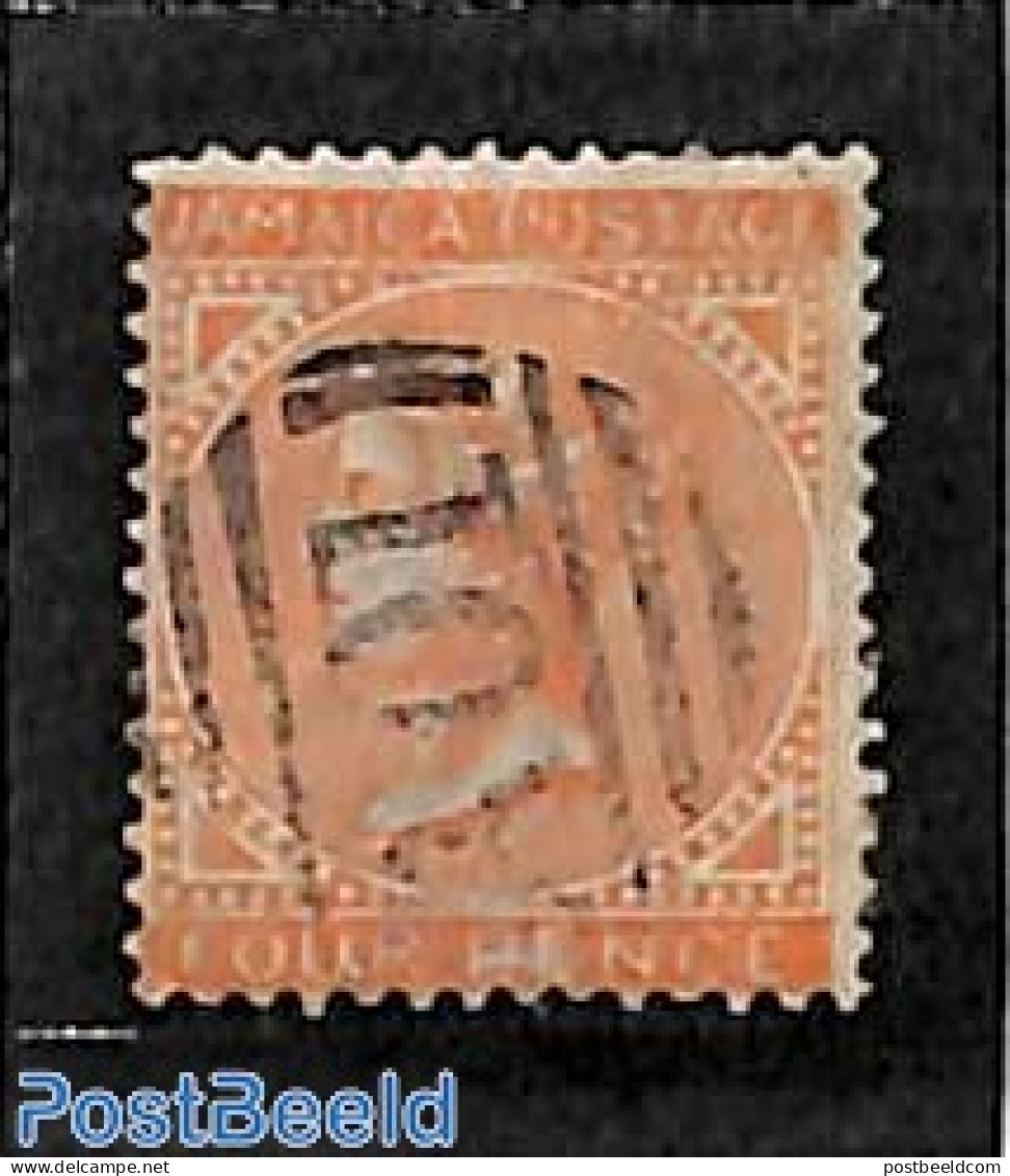 Jamaica 1860 4d, WM Pineapple, Used, Used Stamps - Jamaica (1962-...)