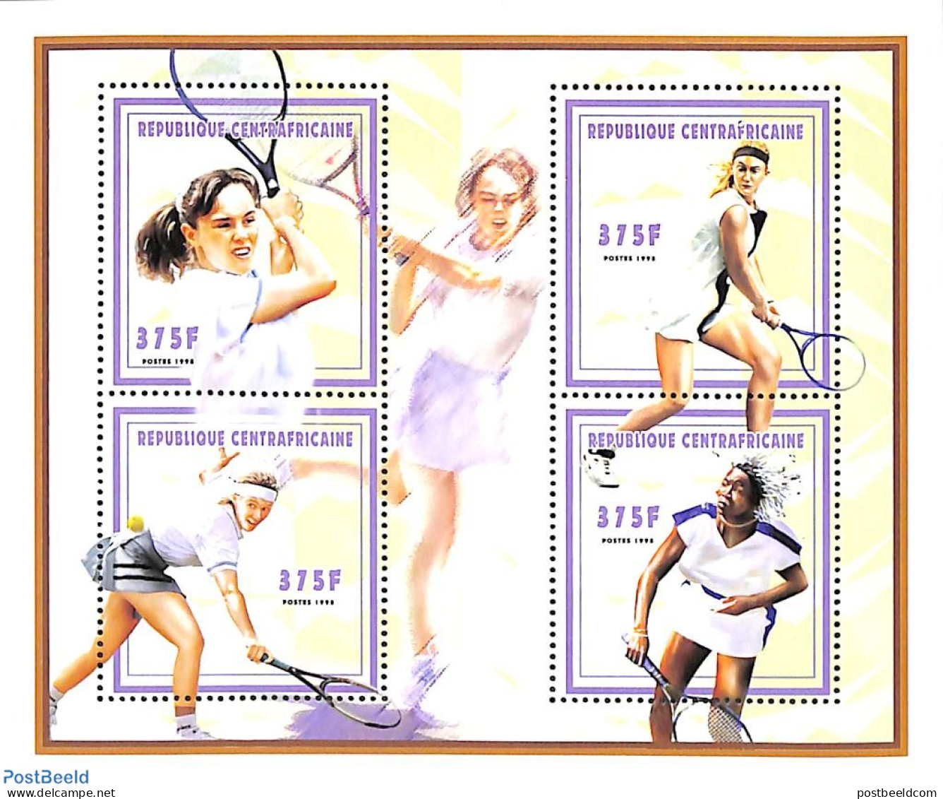 Central Africa 1998 Tennis 4v M/s, Mint NH, Sport - Tennis - Tennis