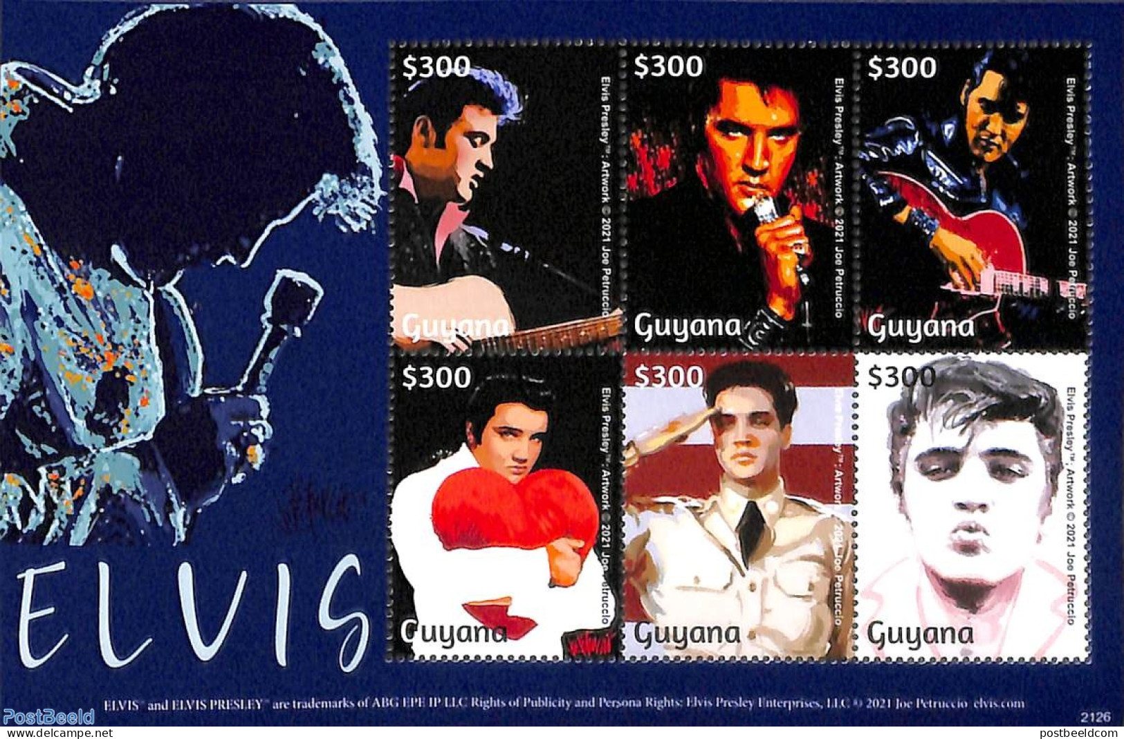 Guyana 2021 Elvis Presley 6v M/s, Mint NH, Performance Art - Elvis Presley - Music - Elvis Presley