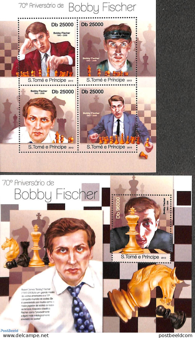 Sao Tome/Principe 2013 Bobby Fischer 2 S/s, Mint NH, Sport - Chess - Schach