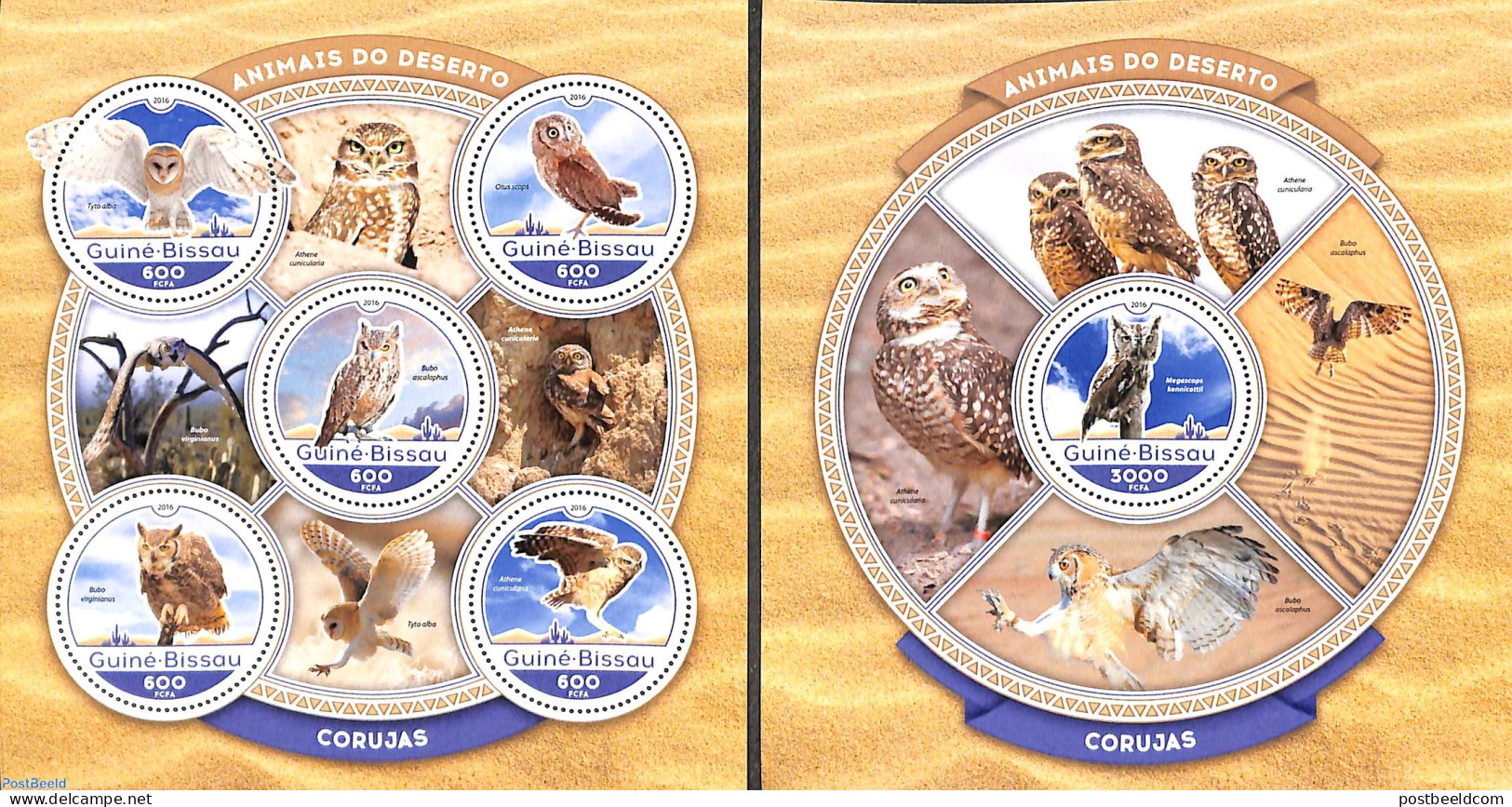 Guinea Bissau 2016 Owls 2 S/s, Mint NH, Nature - Birds - Birds Of Prey - Owls - Guinée-Bissau