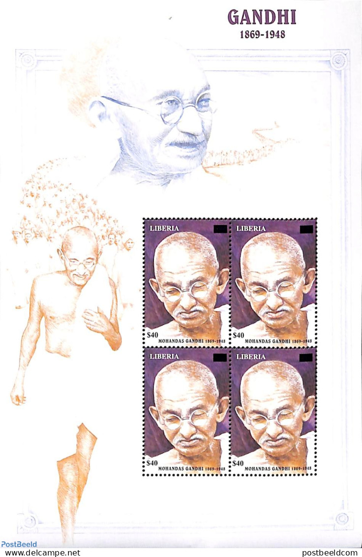 Liberia 2003 Gandhi, Overprint M/s, Mint NH, History - Gandhi - Mahatma Gandhi