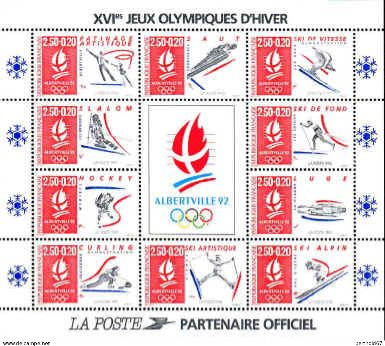 France Bloc N** Yv:  14 Mi:12 Jeux Olympiques D'hiver Alberville (Thème) - Hiver 1992: Albertville