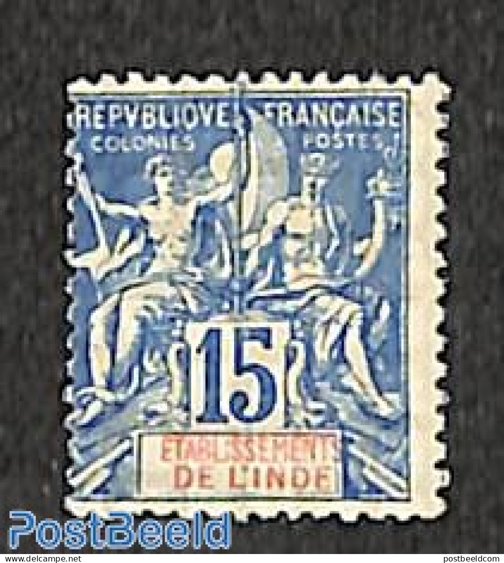 French India 1892 15c, Stamp Out Of Set, Unused (hinged) - Ungebraucht