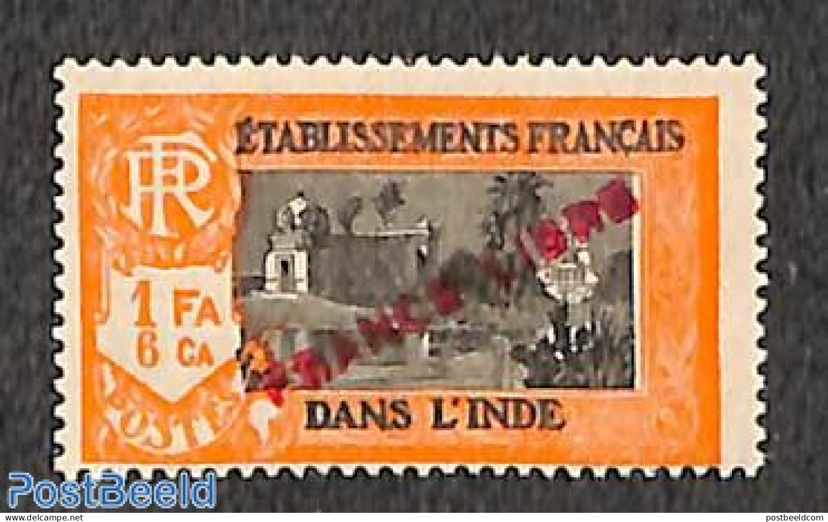 French India 1941 1Fa, 6Ca, FRANCE LIBRE, Stamp Out Of Set, Mint NH - Unused Stamps