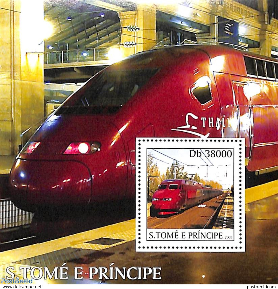 Sao Tome/Principe 2003 Thalys S/s, Mint NH, Transport - Railways - Trains