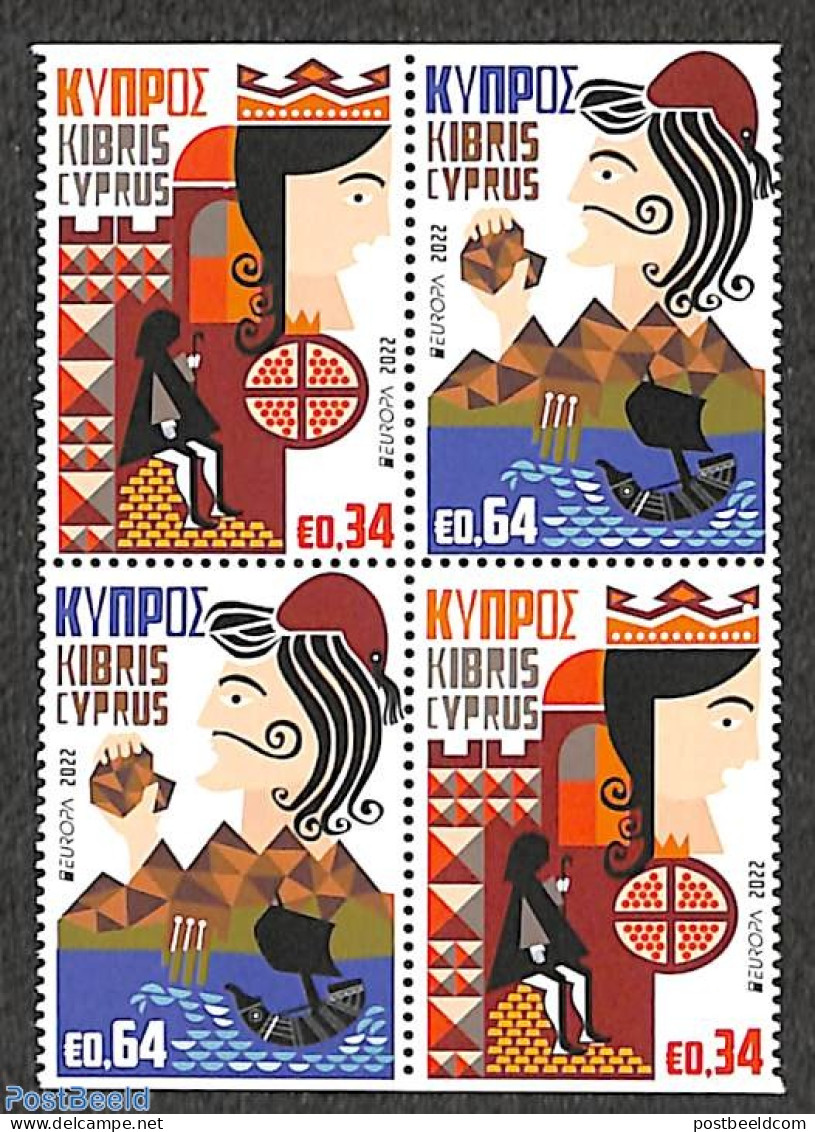 Cyprus 2022 Europa, Myths & Legends 4v From Booklet [+], Mint NH, History - Transport - Europa (cept) - Ships And Boat.. - Unused Stamps