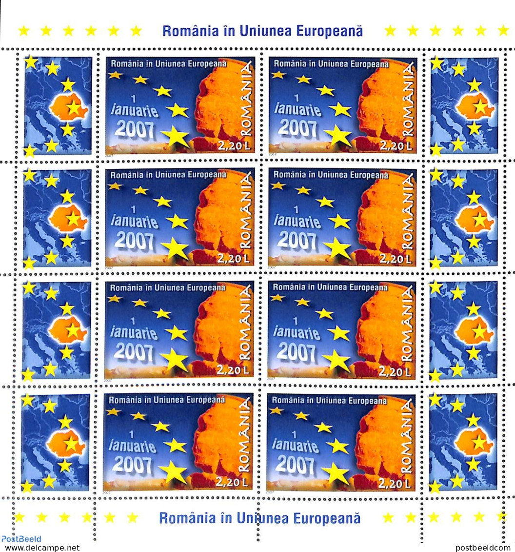 Romania 2007 EU Membership M/s, Mint NH, History - Europa Hang-on Issues - Ongebruikt