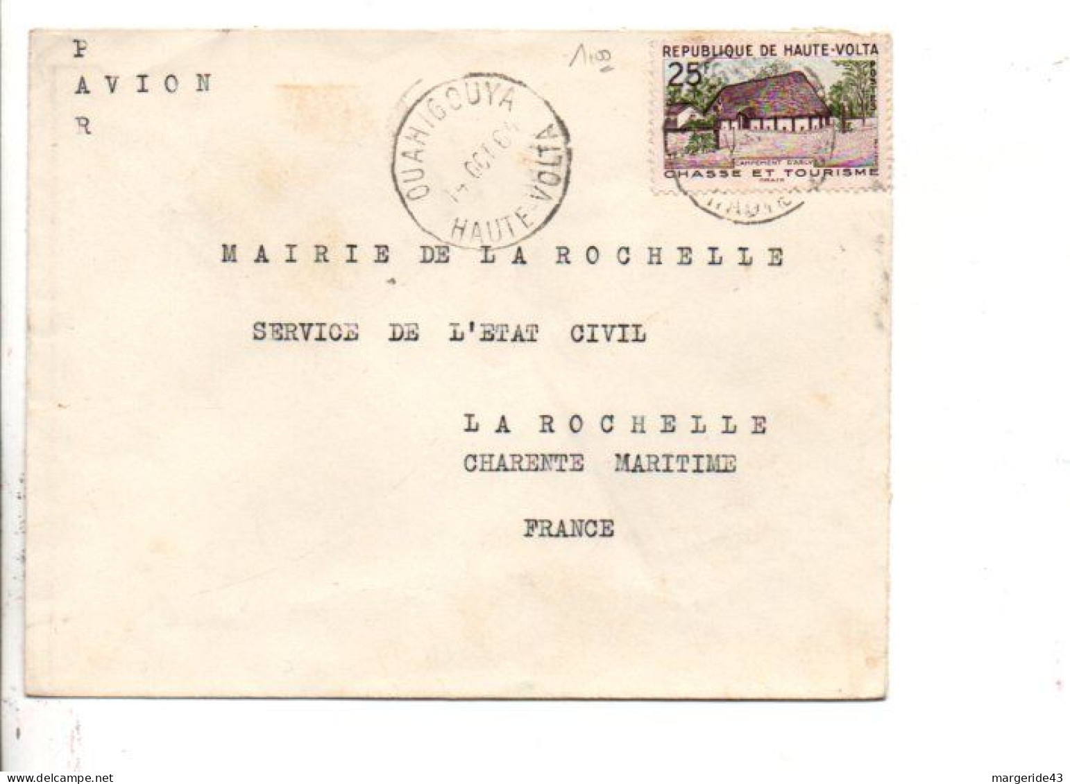 HAUTE VOLTA SEUL SUR LETTRE POUR LA FRANCE 1964 - Alto Volta (1958-1984)