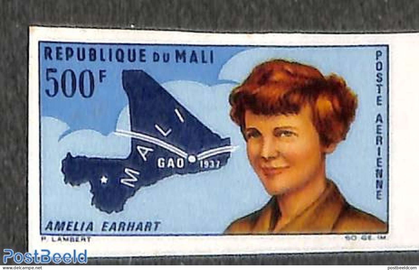 Mali 1967 Amelia Earhart 1v, Imperforated, Mint NH, Transport - Various - Aircraft & Aviation - Maps - Airplanes