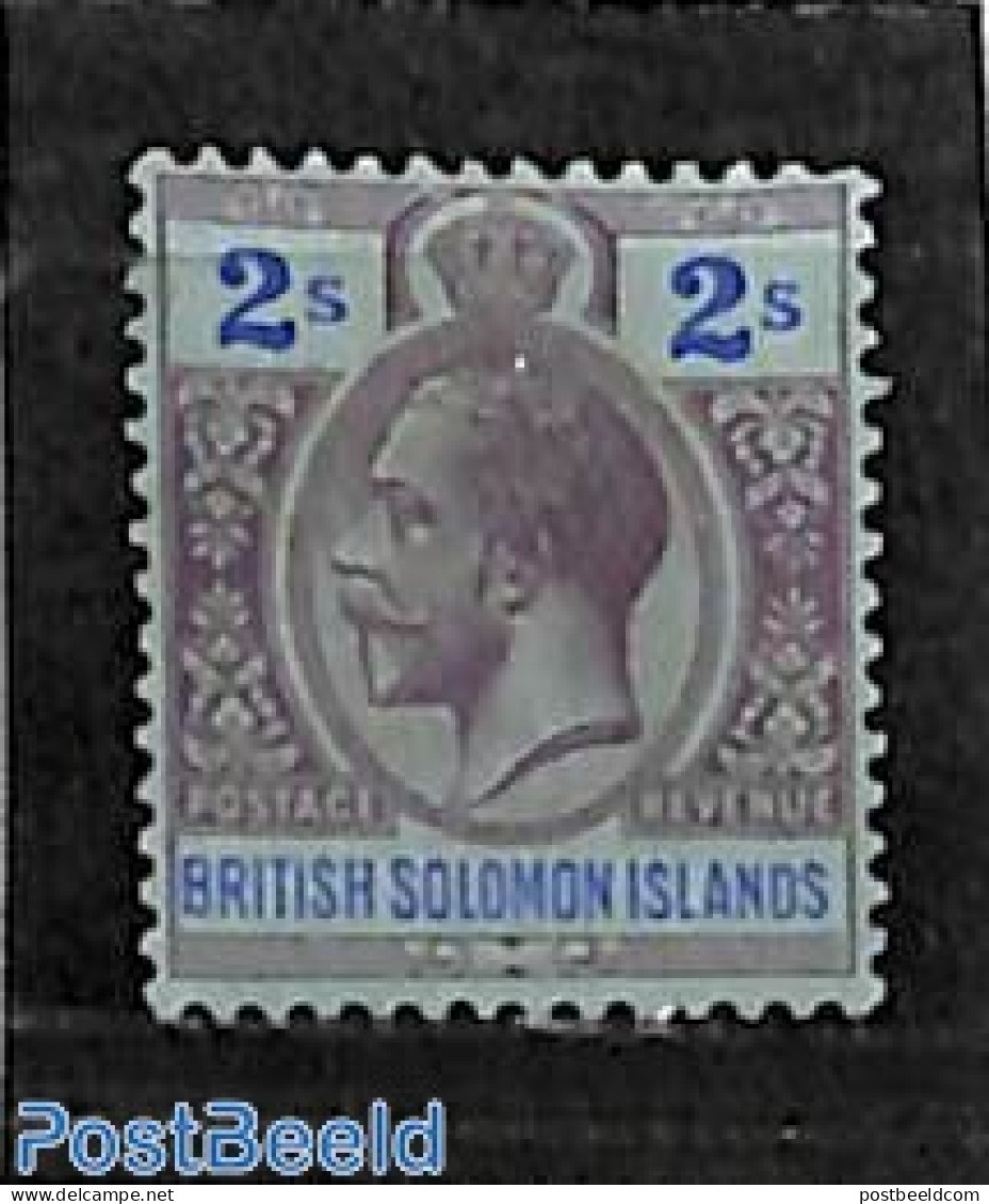 Solomon Islands 1922 2sh, WM Script-CA, Stamp Out Of Set, Unused (hinged) - Salomoninseln (Salomonen 1978-...)