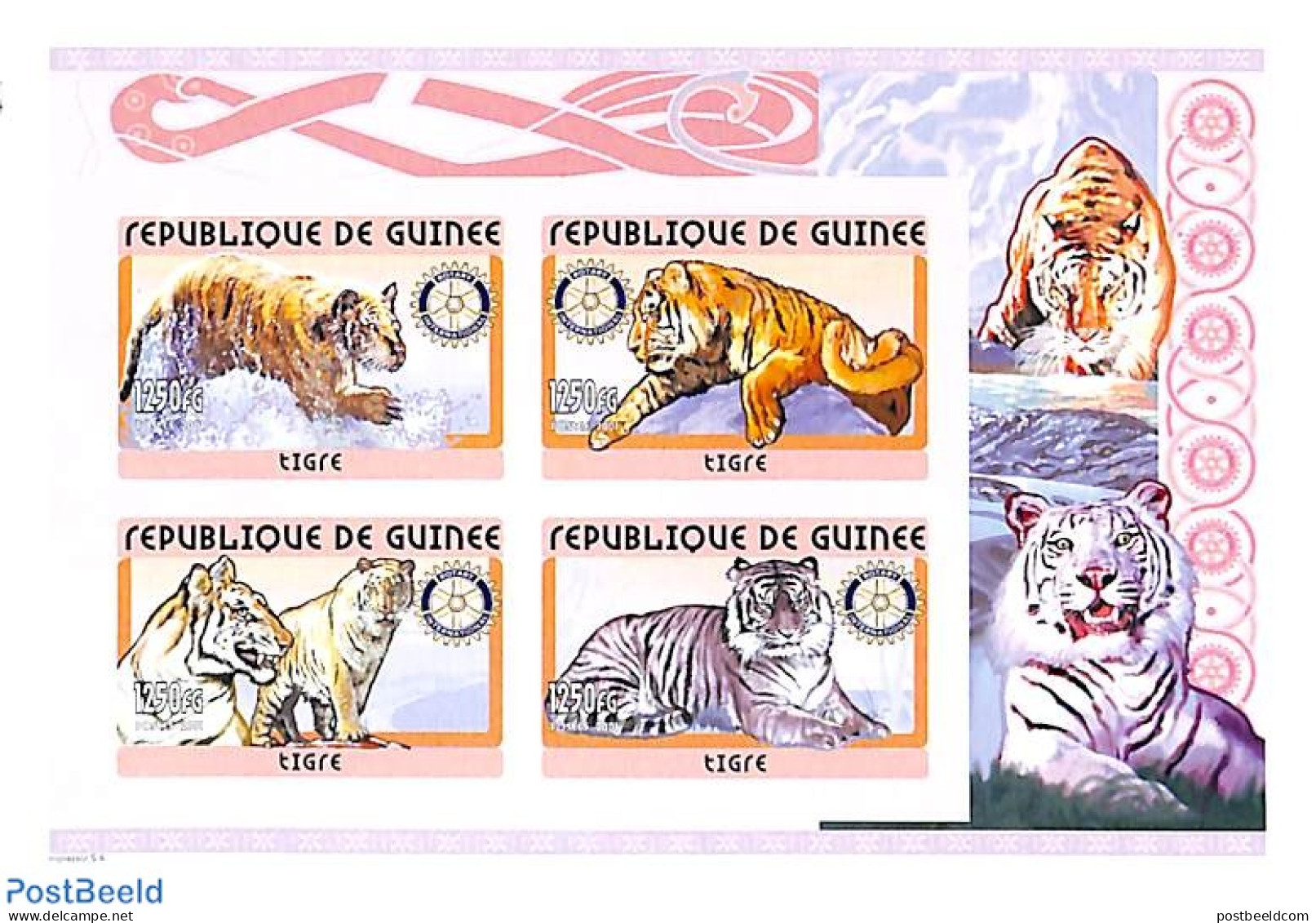 Guinea, Republic 2001 Tigers, Rotary M/s Imperforated, Mint NH, Nature - Various - Cat Family - Rotary - Rotary, Club Leones