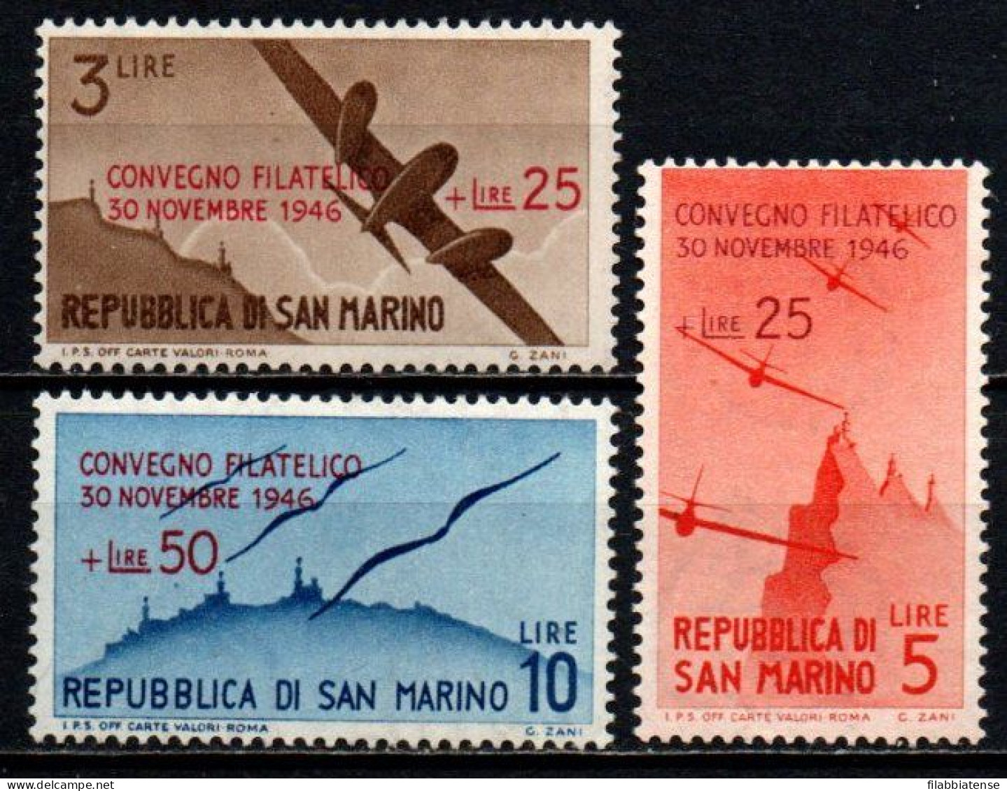 1946 - San Marino 298/300 Convegno Filatelico  ++++++ - Ungebraucht