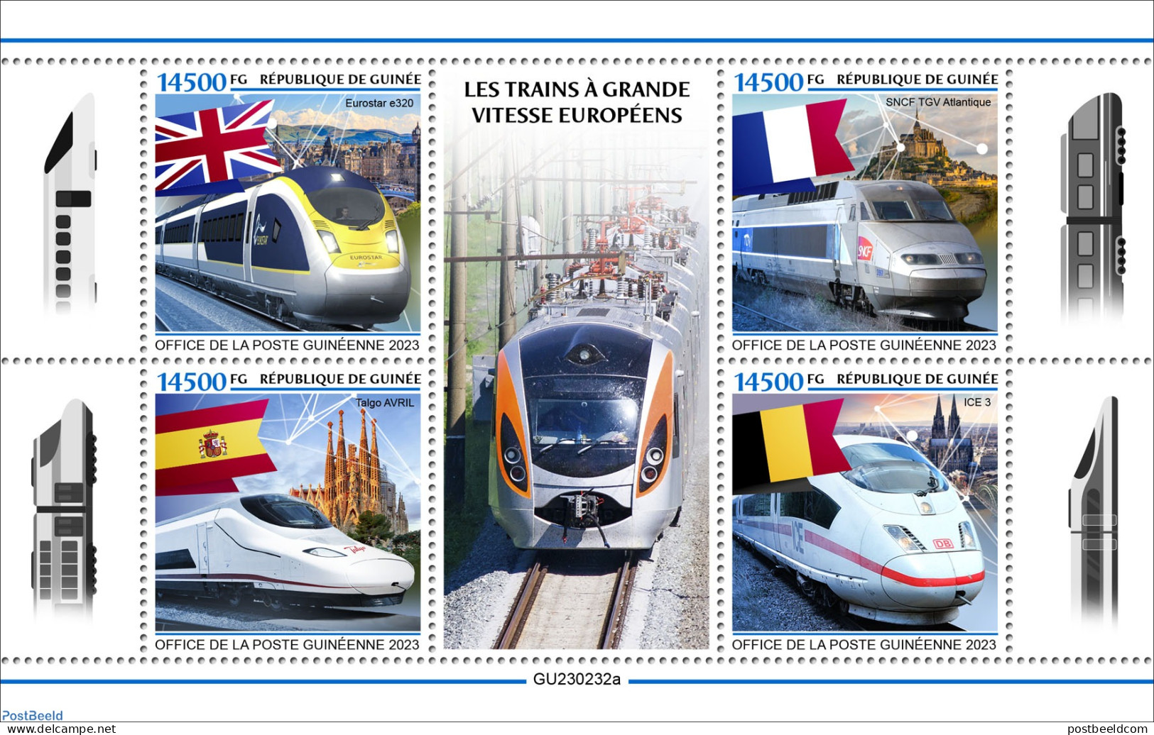 Guinea, Republic 2023 European High-speed Trains, Mint NH, Transport - Railways - Trains