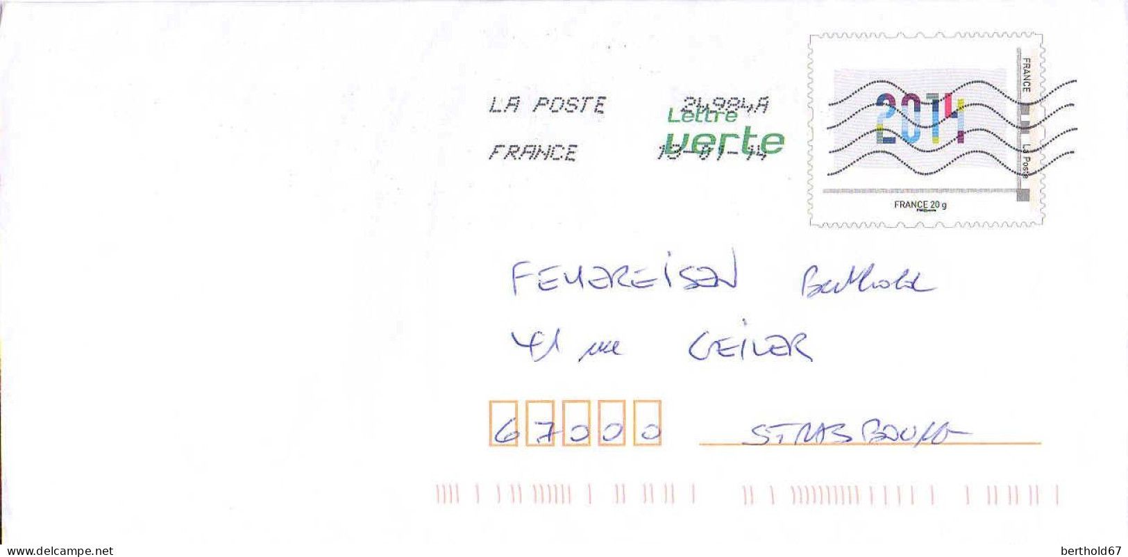 France Entier-P Obl (5007-E2) Lettre Verte 2014 (Lign.Ondulées & Code ROC) 24984A 13-01-14 - Prêts-à-poster:  Autres (1995-...)