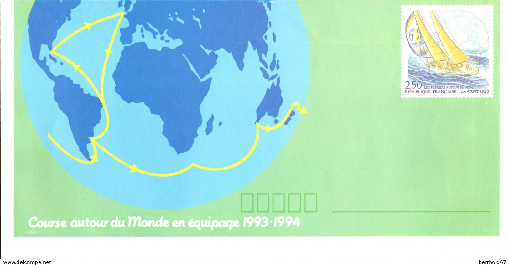 France Entier-P N** Yv:2789-E1 Course Autour Du Monde En équipage 1993-1994 - Standaardomslagen En TSC (Voor 1995)