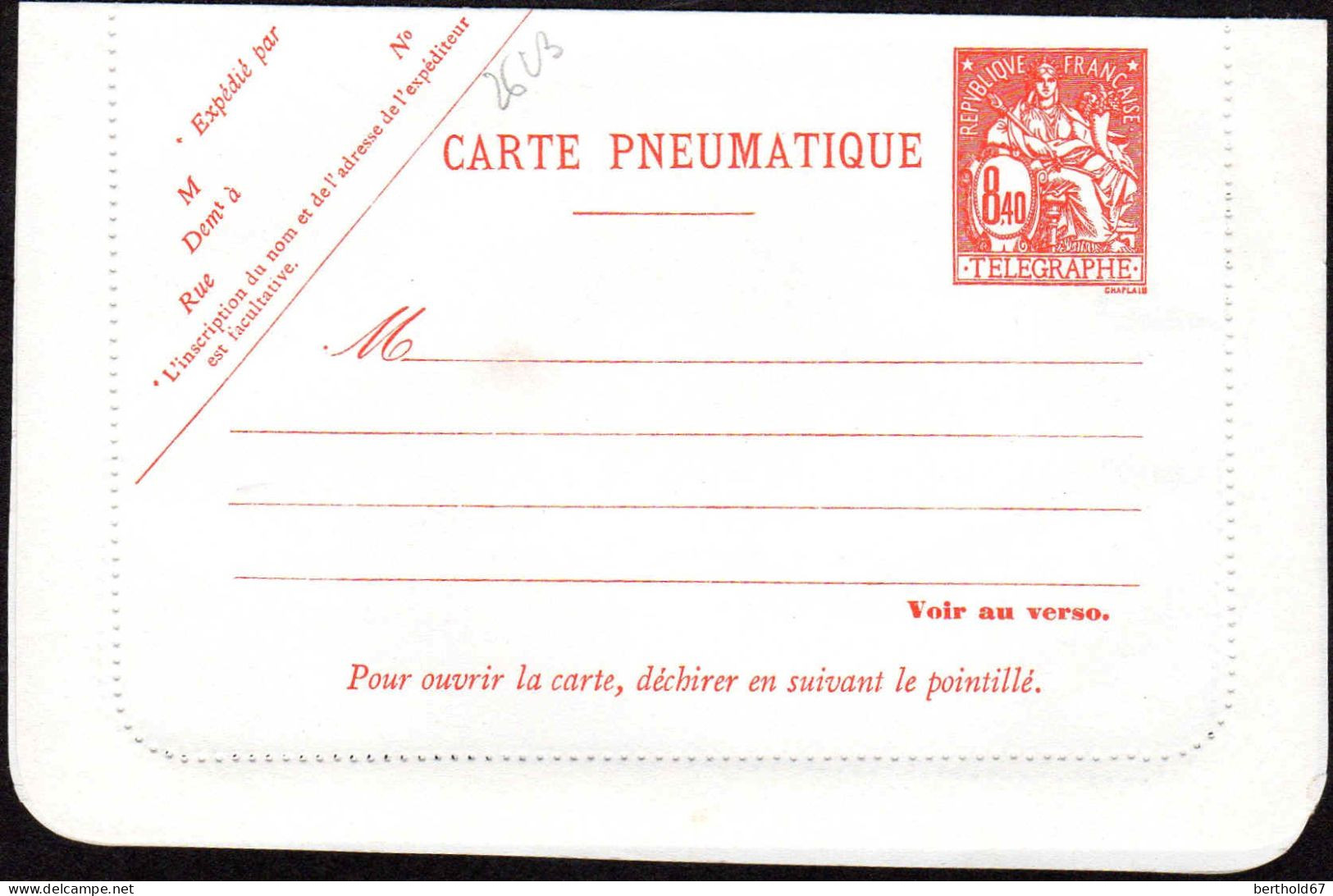 France Entier-P N** Yv:2623-CLPP Carte Pneumatique Type Chaplain (Petit Pt De Rouille) - Pneumatiques