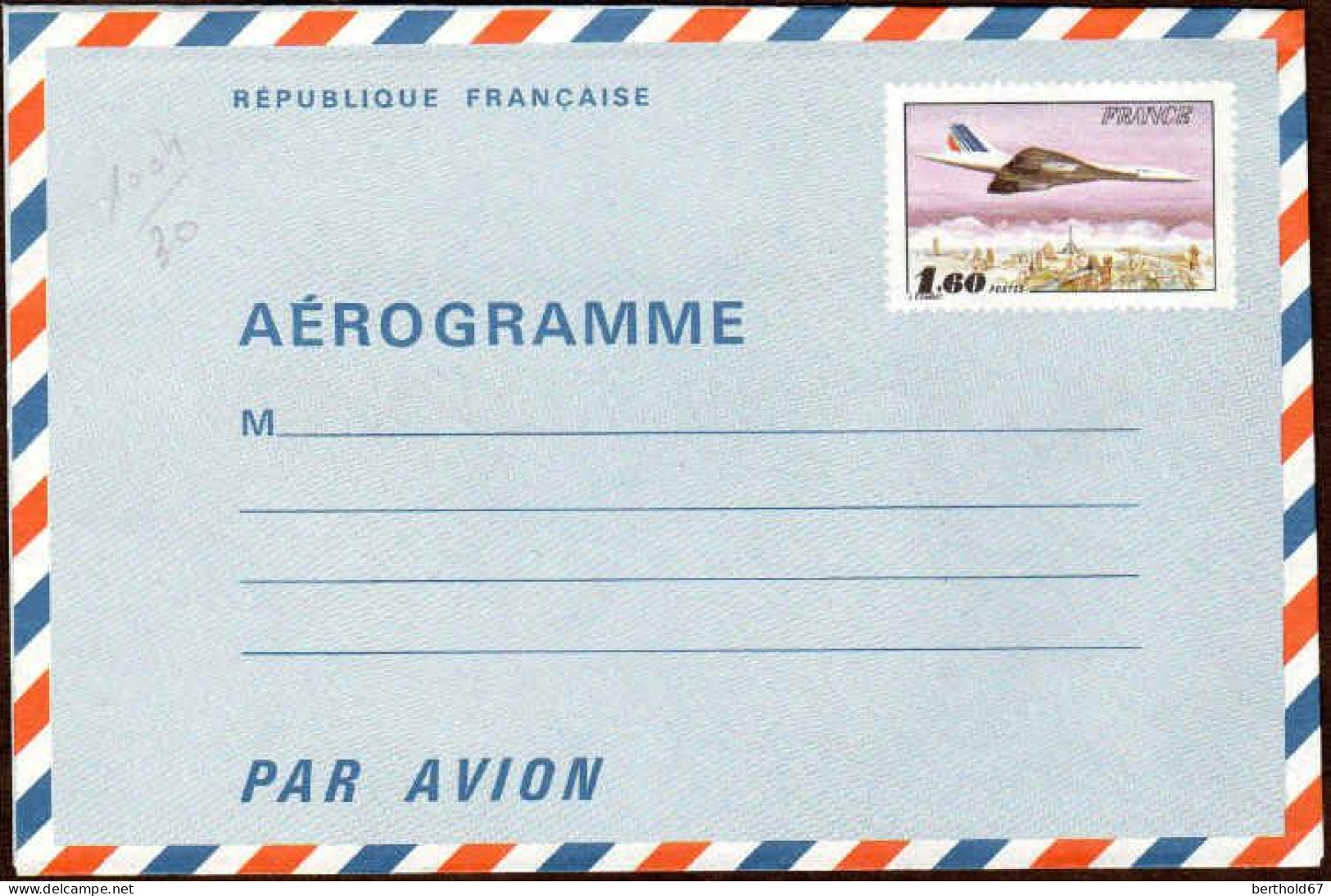 France Entier-P N** Yv:1004-AER Mi: Aérogramme Condorde Sur Paris - Aérogrammes