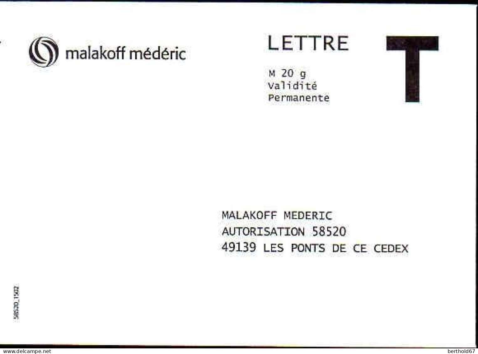 France Entier-P N** (7002) Malakoff Mederic T M20g Validité Permanente - Kaarten/Brieven Antwoorden T