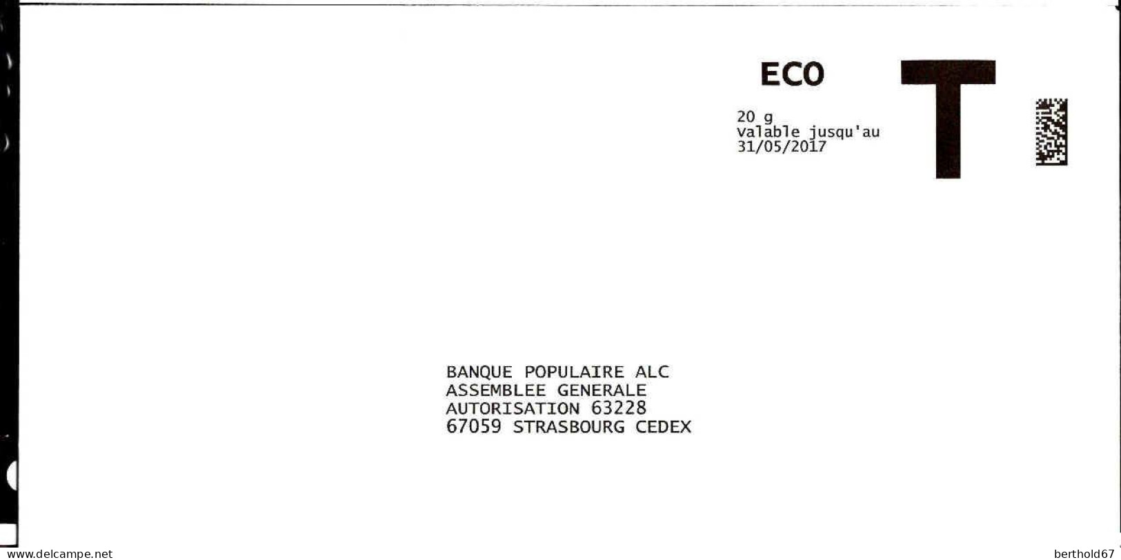 France Entier-P N** (7001) Banque Populaire ALC T Eco 20g Val.31-05-2017 - Cartes/Enveloppes Réponse T