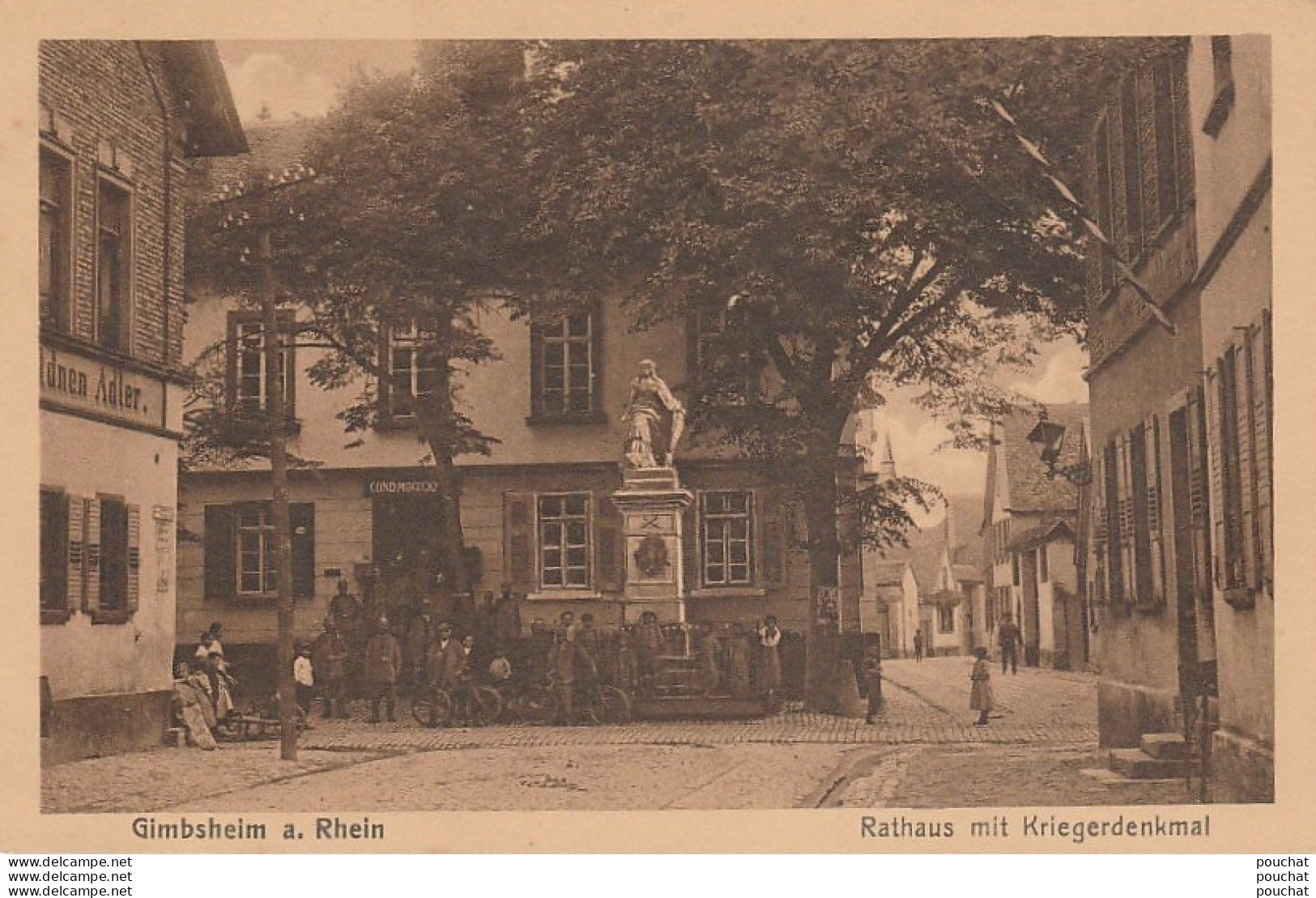 D7- GIMBSHEIM A RHEIN - RATHAUS MIT KRIEGERDENKMAL - (ANIMEE - 2 SCANS) - Alzey