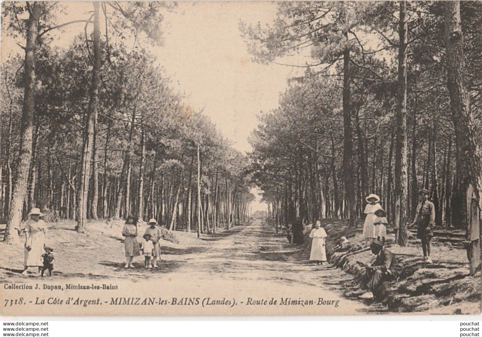 D18- 40) MIMIZAN LES BAINS (LANDES) ROUTE DE MIMIZAN BOURG  - (ANIMEE - PROMENEURS - 2 SCANS) - Mimizan Plage