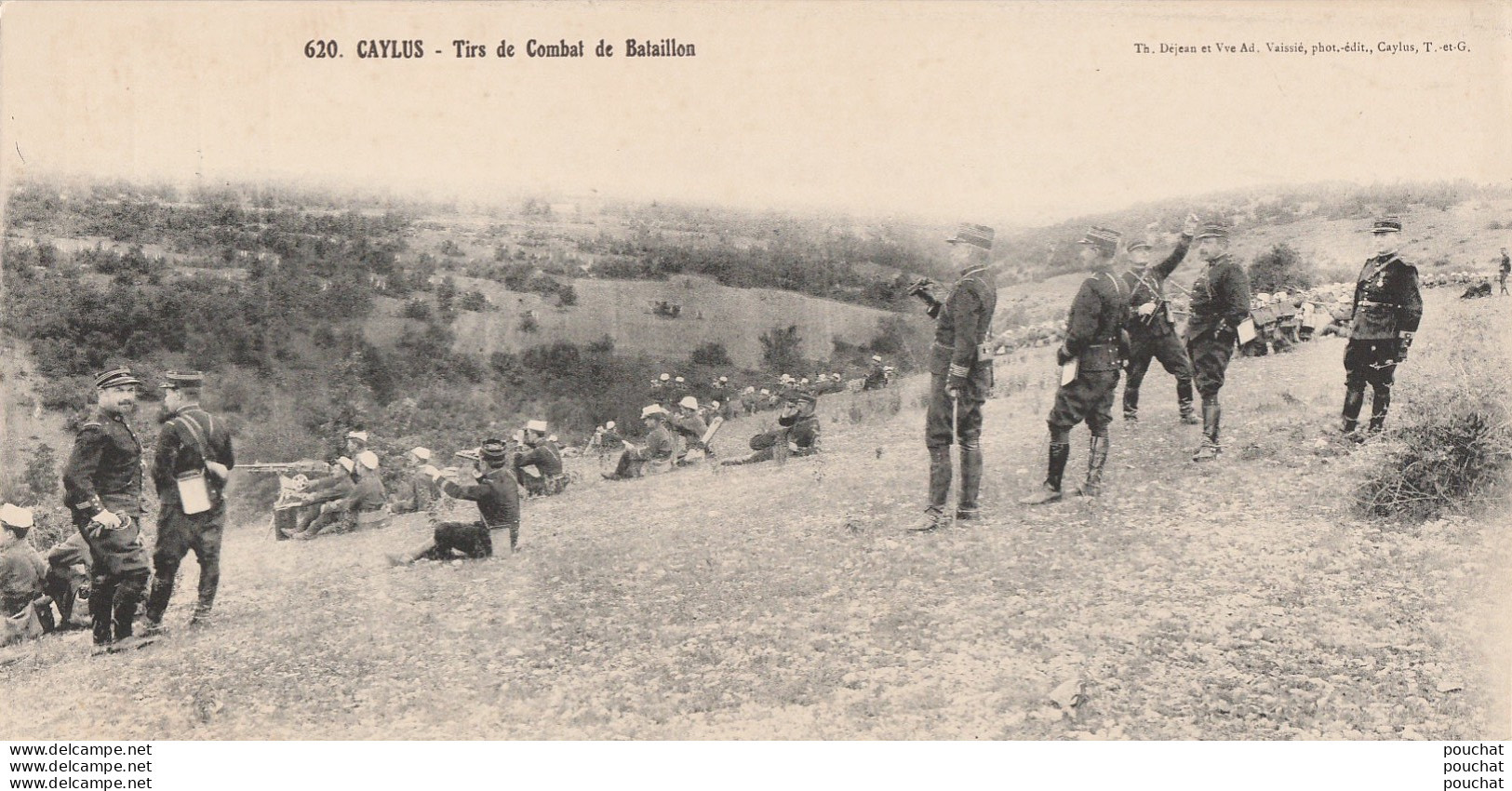 D21- 82) CAYLUS - TIRS DE COMBATS DE BATAILLON - (CARTE PANORAMIQUE- 28 X 14 - MILITARIA - 2 SCANS)  - Caylus