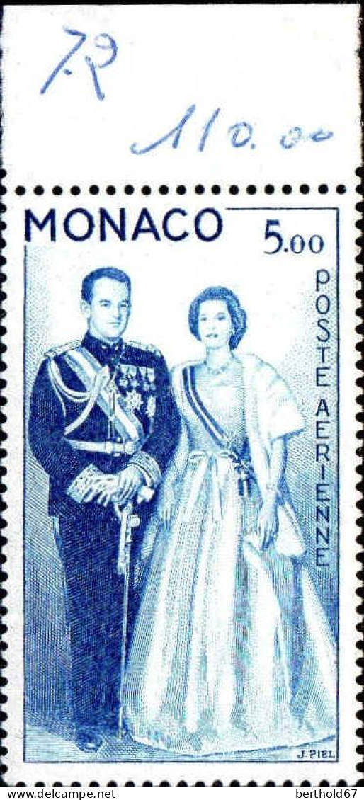 Monaco Avion N** Yv: 76 Mi:655 Prince Rainier III & Princesse Grace Bord De Feuille - Luftfahrt