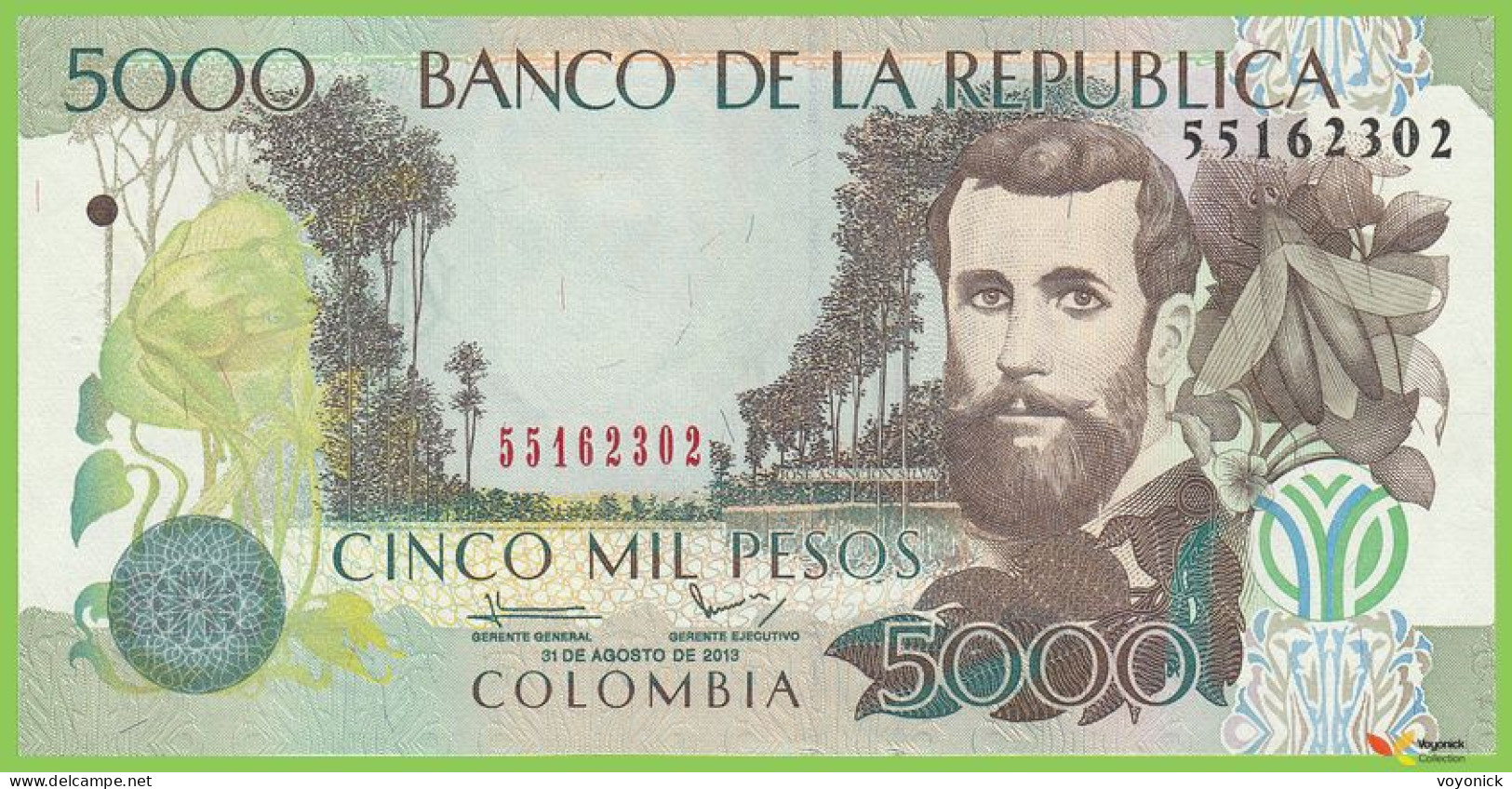 Voyo COLOMBIA 5000 Pesos 2013(2014) P452o B998r UNC - Colombia