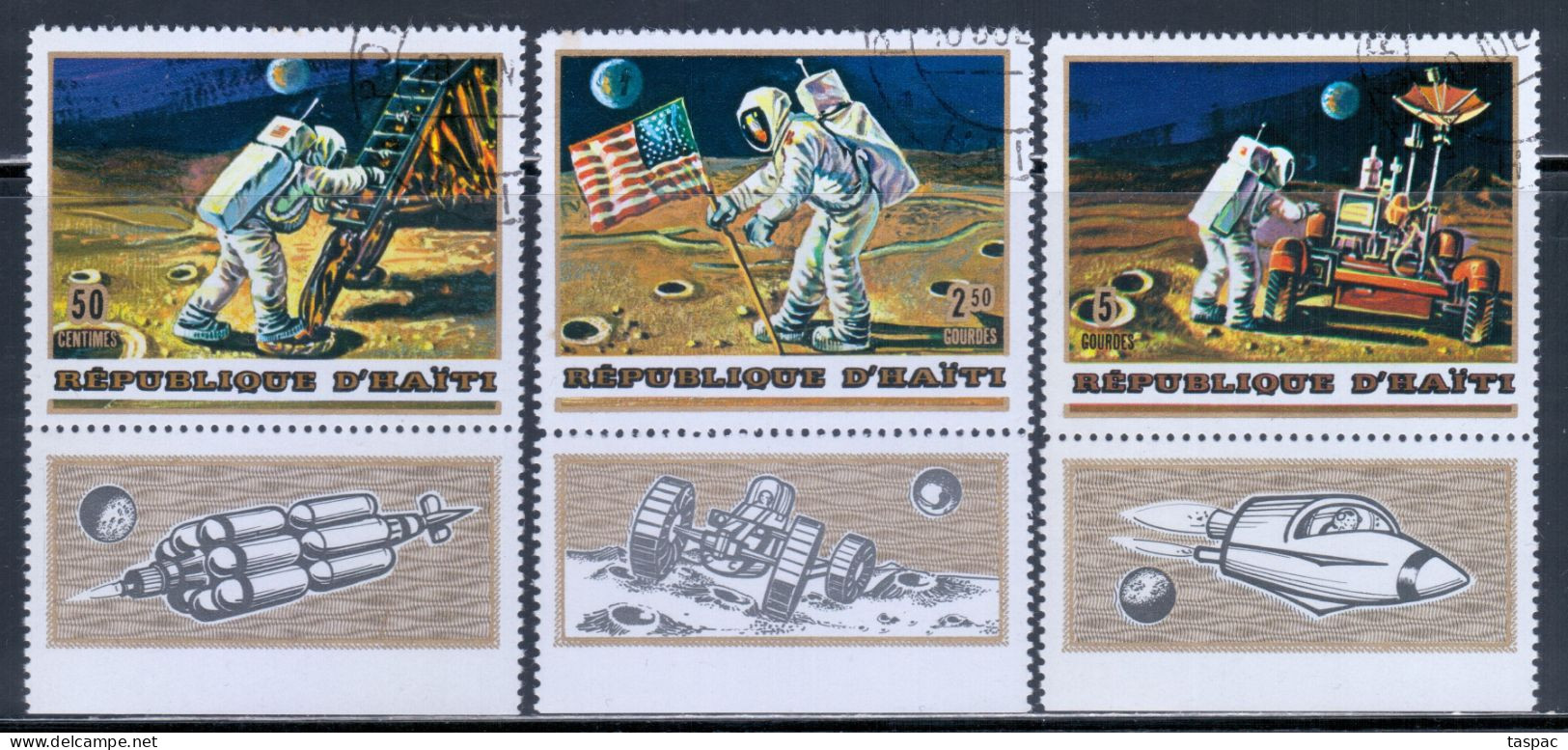Haiti 1973 Mi# Not Listed - Unofficial Set Of 3 Used - With Ill. Margins - Apollo / Space - Amérique Du Nord