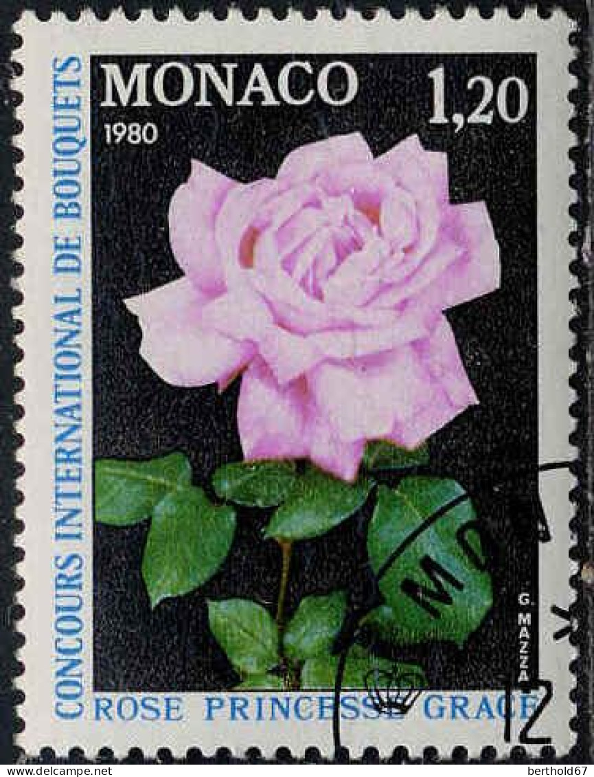 Monaco Poste Obl Yv:1200 Mi:1394 Concours International De Bouquets Rose (TB Cachet Rond) - Used Stamps