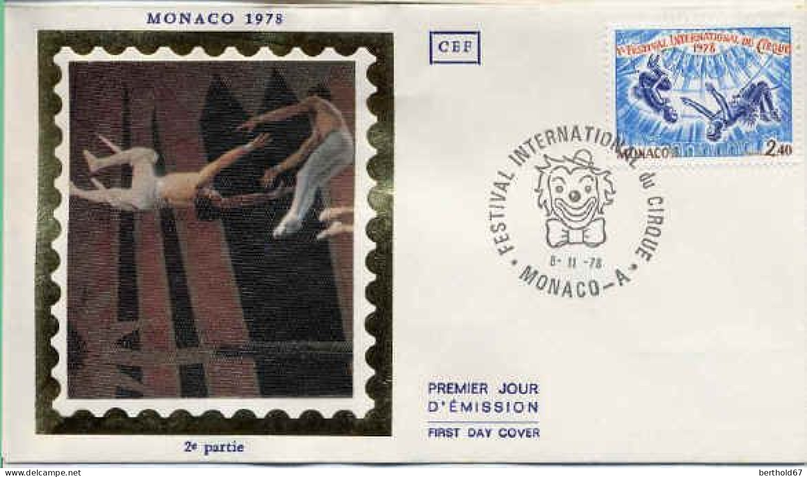 Monaco Fdc Yv:1171 Mi:1355 Trapézistes (TB Cachet à Date) Fdc 8-11-78 - FDC