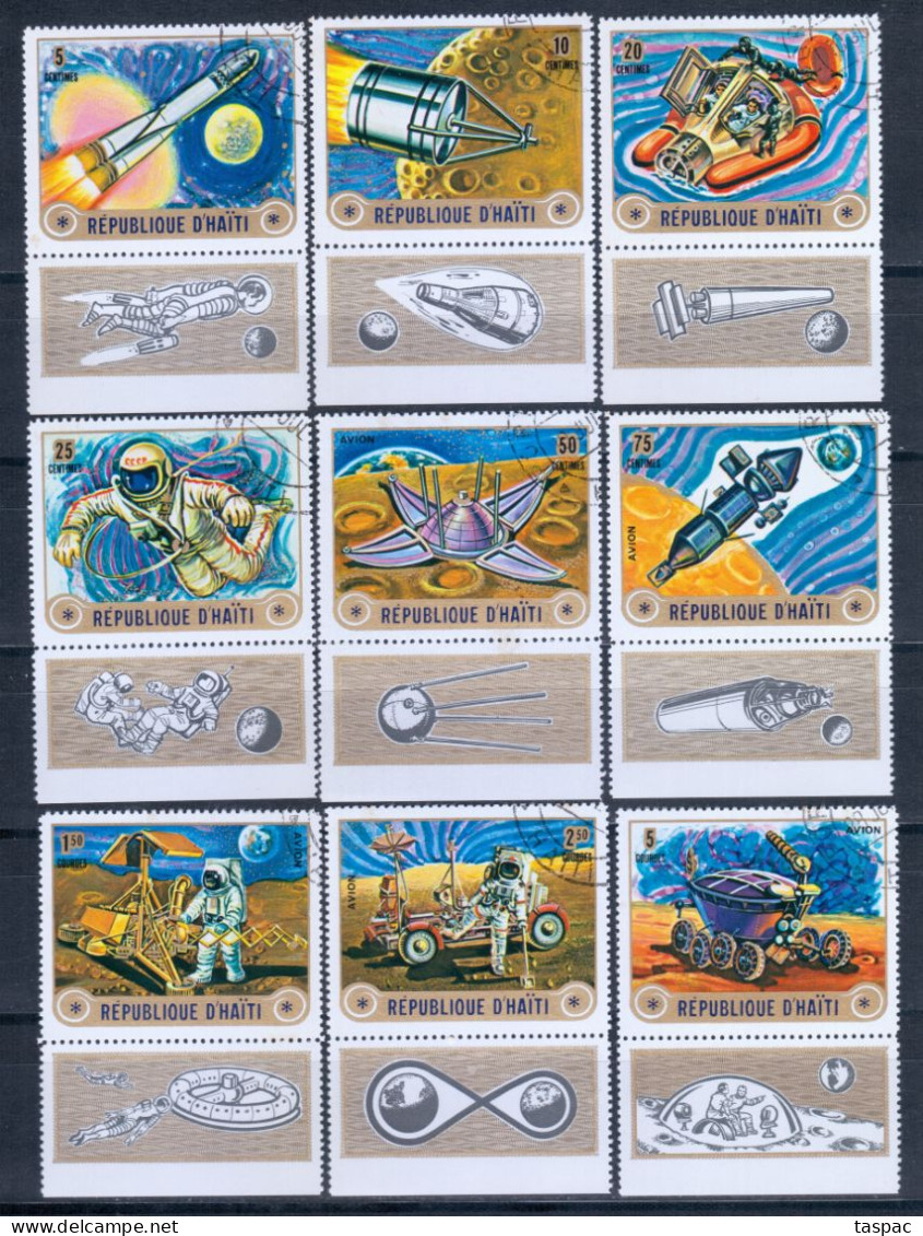 Haiti 1973 Mi# Not Listed - Unofficial Set Of 9 Used - With Ill. Margins - US-USSR Space Exploration - Amérique Du Nord