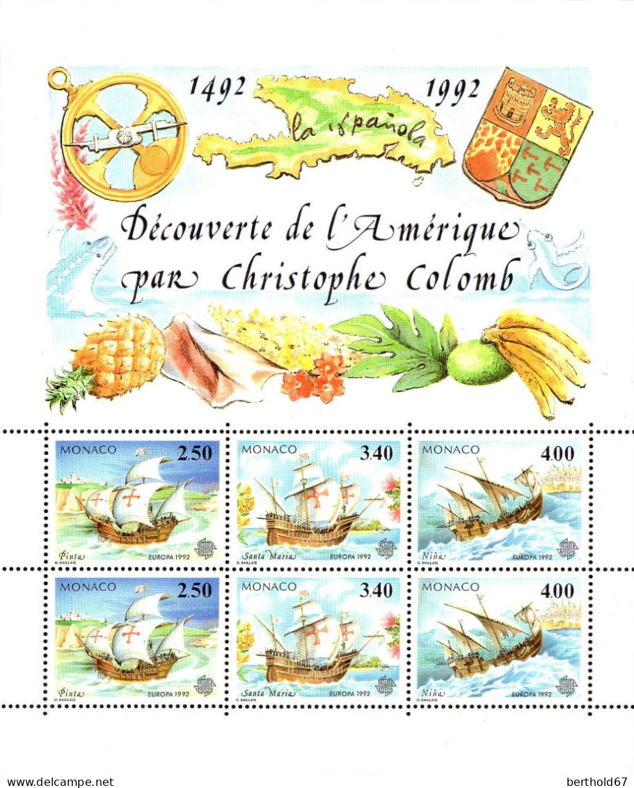 Monaco Bloc N** Yv:57 Découverte De L'Amérique Christophe Colomb (Thème) - Christopher Columbus
