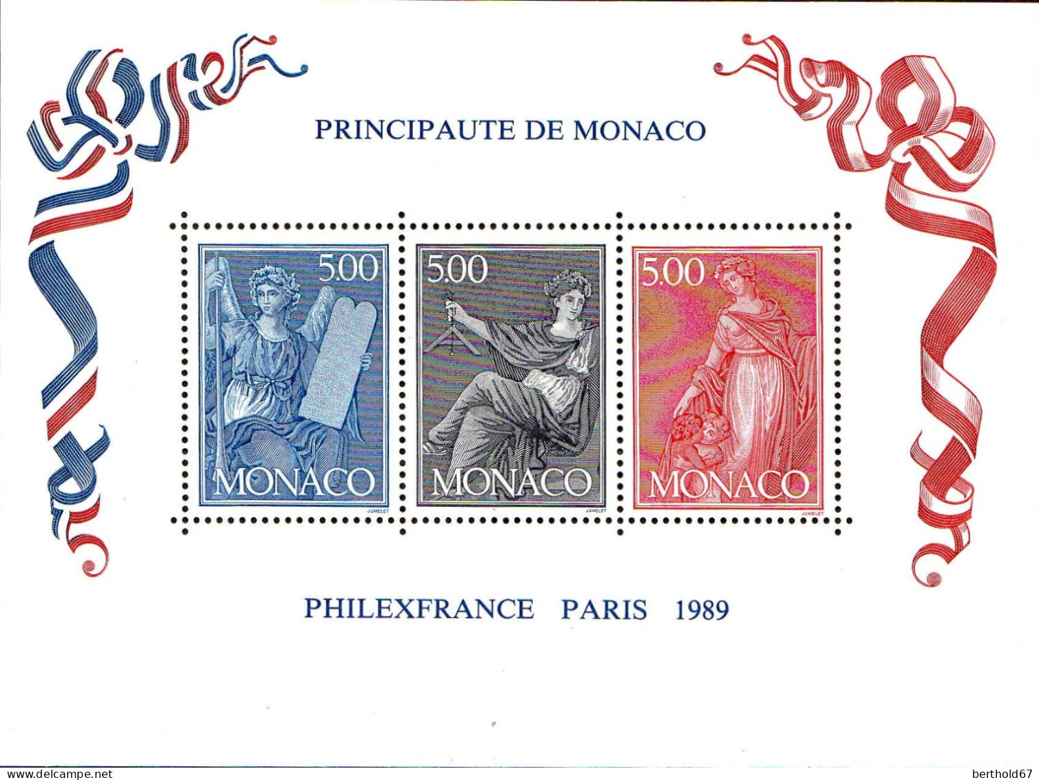 Monaco Bloc N** Yv:47 Mi:45 Philexfrance Paris Liberté Egalité Franternité (Thème) - Filatelistische Tentoonstellingen