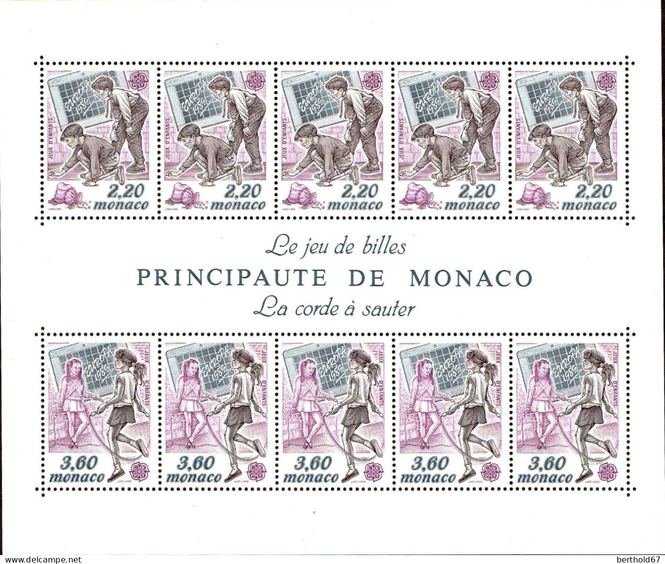 Monaco Bloc N** Yv:46 Mi:44 Europa Cept Jeux D'enfants (Thème) - 1989